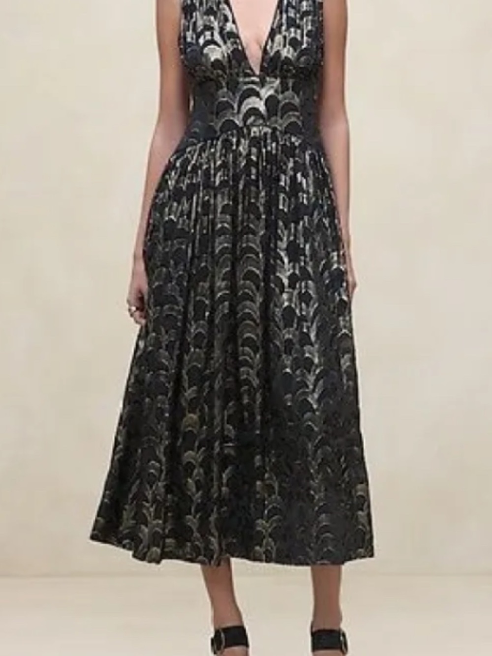 Banana Republic Black and Gold Maxi Dress
